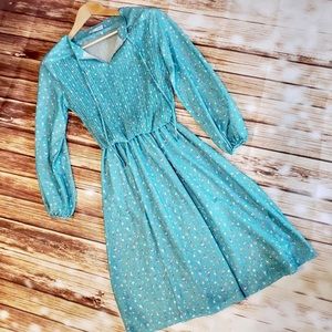 Vintage flowered teal dress